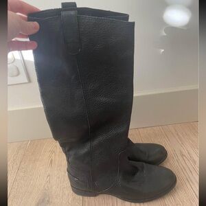 Black Leather Knee-High Boots